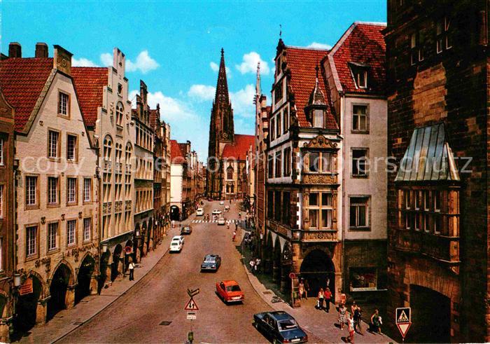 Muenster Westfalen Prinzipalmarkt und Lambertikirche