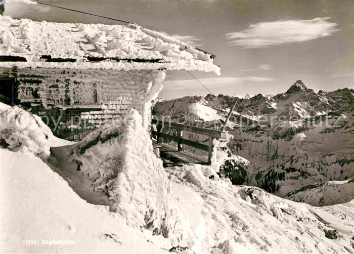 Nebelhorn Gipfelhuette Allgaeuer Alpen Winterpanorama