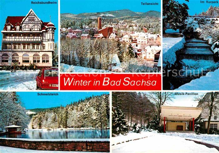 Bad Sachsa Harz Reichsbundheim Kurpark Musikpavillon Schmelzteich Winterpanorama
