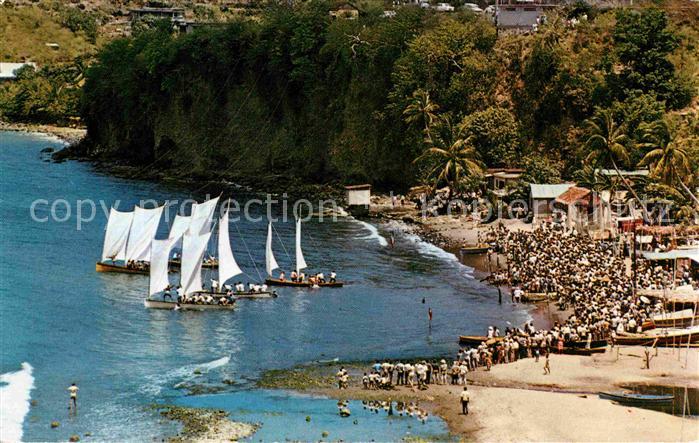 Fond Lahaye La fete au village Courses de yoles a voiles