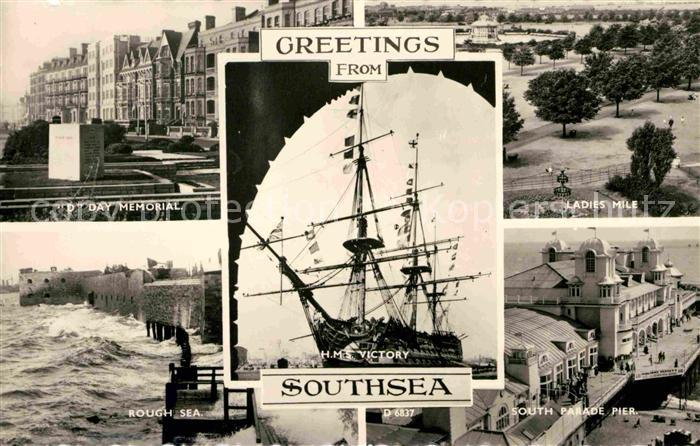 Southsea Day Memorial Ladies Mile South Parade Pier Rough Sea HMS Victory Flaggs