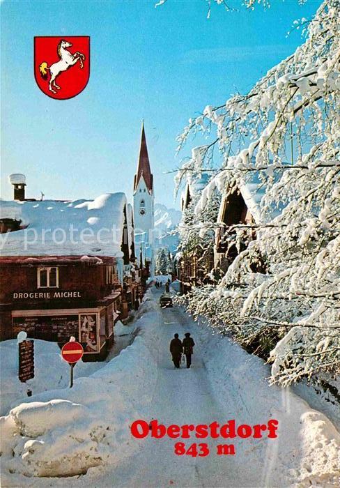 Oberstdorf Kirchstrasse Drogerie Skidorf Winterpanorama