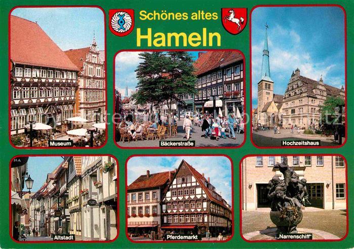 Hameln Weser Museum Baeckerstrasse Hochzeitshaus Narrenschiff Brunnenskulptur Pf