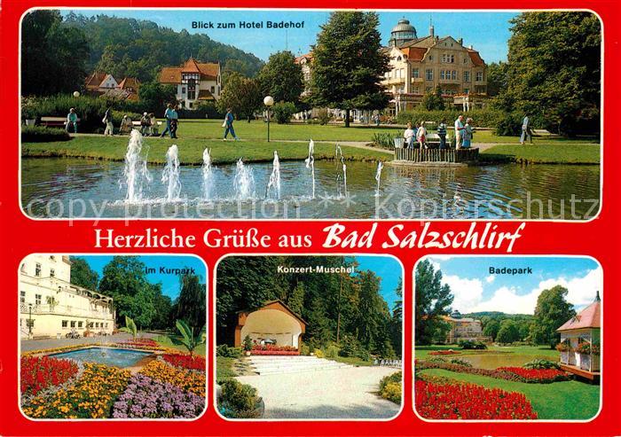 Bad Salzschlirf Wasserspiele Teich Kurpark Hotel Badehof Konzert Muschel