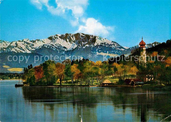 Bernried Starnberger See mit Blick auf Benediktenwand Bayerische Voralpen