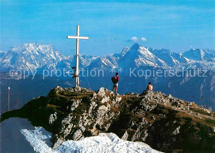 Bad Reichenhall Gipfelkreuz Zwiesel gegen Watzmann und Hochkalter Alpenpanorama