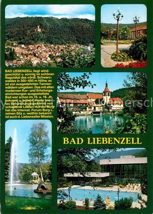 Bad Liebenzell Teilansichten Kurpark Fontaene Teich Schwimmbad Freibad