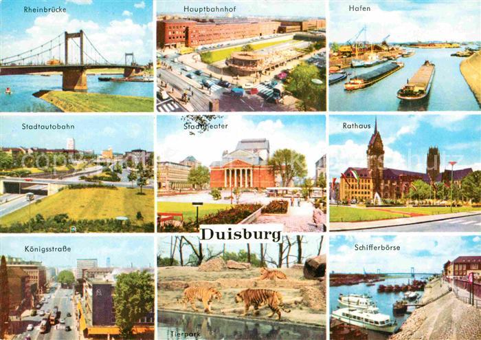 Duisburg Ruhr Rheinbruecke Bahnhof Hafen Stadtautobahn Theater Rathaus Schifferb