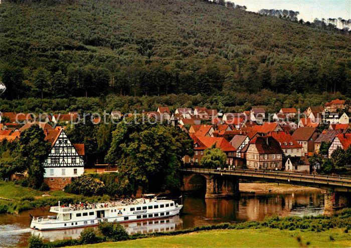 Oberweser Hessen Weser Bruecke zwischen Rheinhardswald und Solling Dampfer