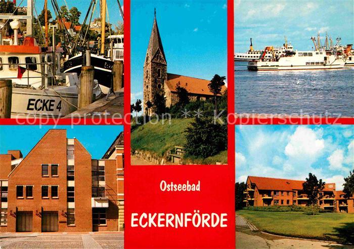 ECKERNFoeRDE Ostseebad Hafen Fischkutter Faehre Kirche Gaeude