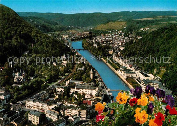 Bad Ems Panorama Blick ueber das Lahntal Blumen