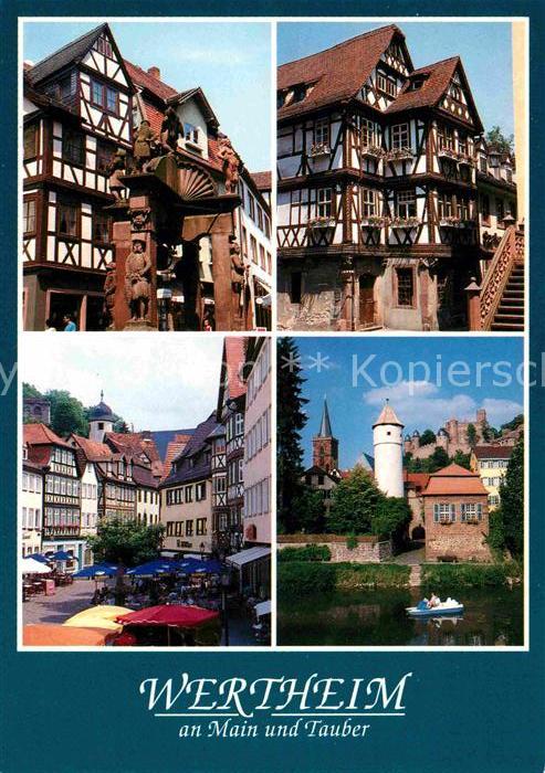 Wertheim Main Altstadt Fachwerkhaeuser Brunnen Skulpturen Fussgaengerzone Strass