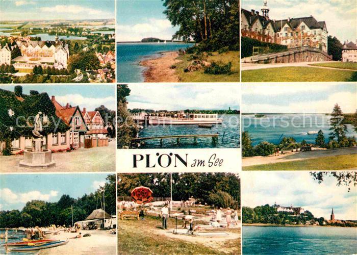 Ploen See Panorama Strand Ploener See Brunnen Denkmal Minigolf