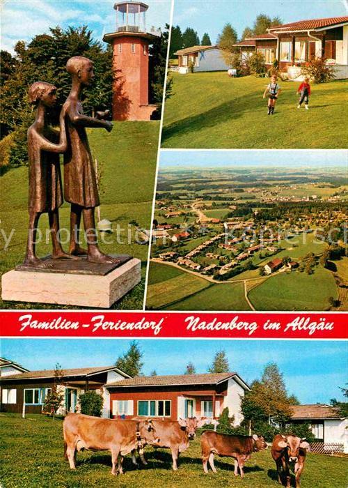 Nadenberg Allgaeu Familien Feriendorf Denkmal Statuen Kuehe Fliegeraufnahme