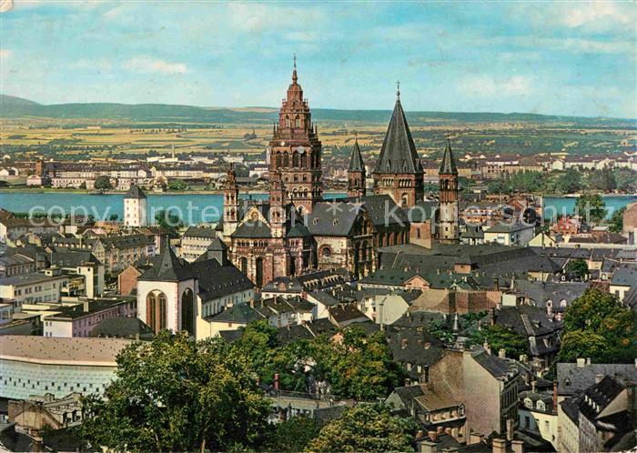 Mainz Rhein Panorama Blick vom Stephansturm Altstadt Dom