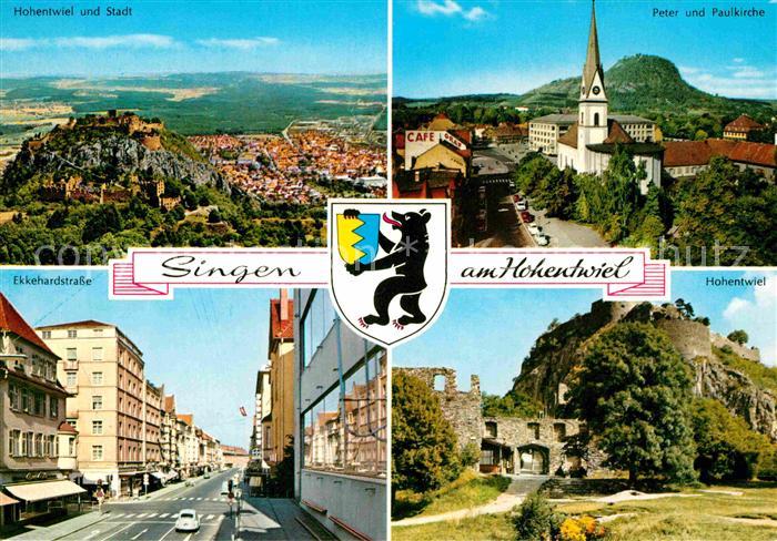 Singen Hohentwiel Panorama Peter und Paulkirche Ekkehardstrasse Hohentwiel Festu