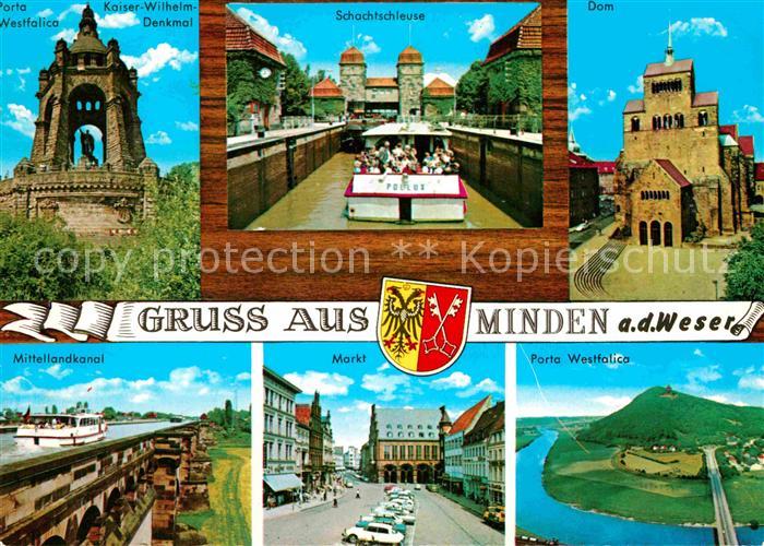 Minden Westfalen Porta Westfalica Kaiser Wilhelm Denkmal Schachtschleuse Dom Mar
