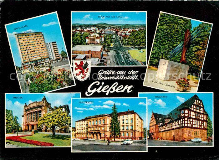 Giessen Lahn Hochhaus Dachcafe Stadtpanorama Roentgen Denkmal Zeughaus Fachwerkh