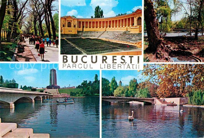 Bucuresti Bukarest Bucaresti RO Parcul Libertatii Park Promenade Bruecke See Sch