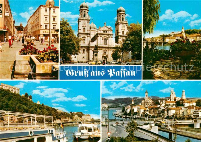 PAssAU Bayern Teilansichten Dreifluessestadt Fussgaengerzone Kirche Ausflugsdamp