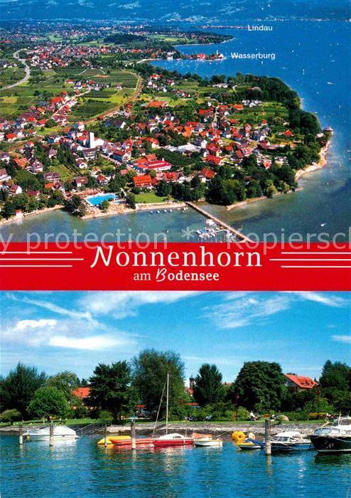 Nonnenhorn mit Blick nach Wasserburg Lindau Fliegeraufnahme Hafen