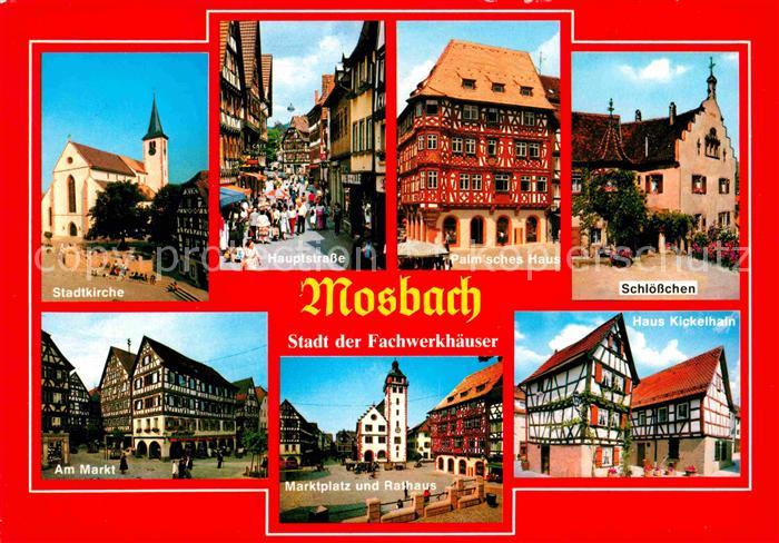 Mosbach Baden Stadtkirche Hauptstrasse Fussgaengerzone Palmsches Haus Fachwerkha