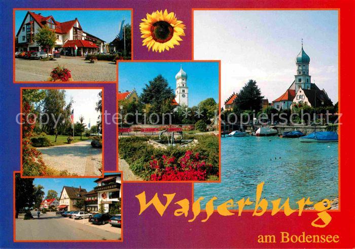 Wasserburg Bodensee Teilansichten Park Kirche Hafen Sonnenblume