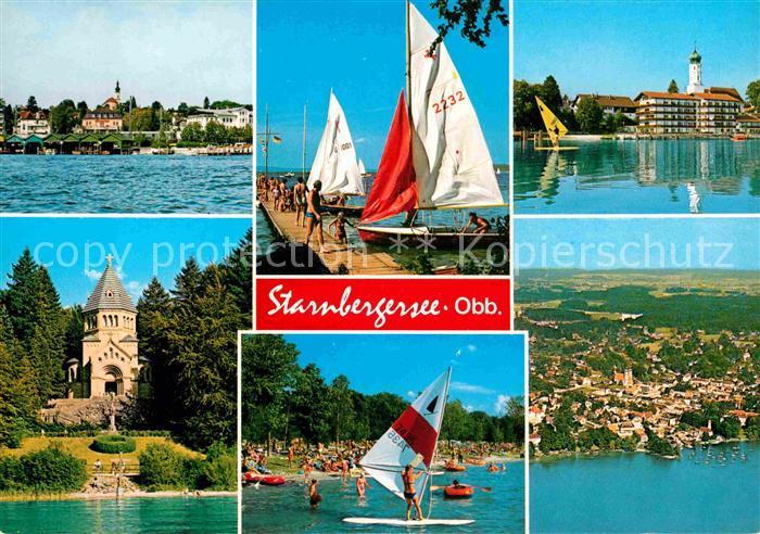 Starnbergersee Ortschaften am See Votivkirche Segeln Windsurfen Badestrand