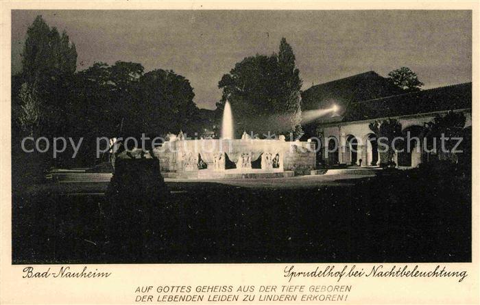 Bad Nauheim Sprudelhof bei Nachtbeleuchtung Gedicht
