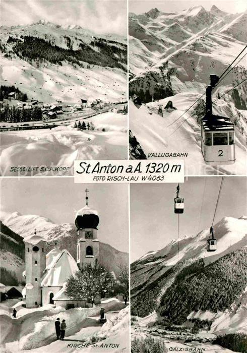 St Anton Arlberg Wintersportplatz Alpen Vallugabahn Kirche Galzigbahn Bergbahn
