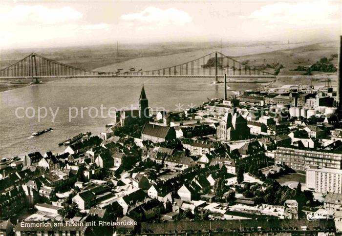 Emmerich Rhein Stadtbild mit Rheinbruecke Fliegeraufnahme