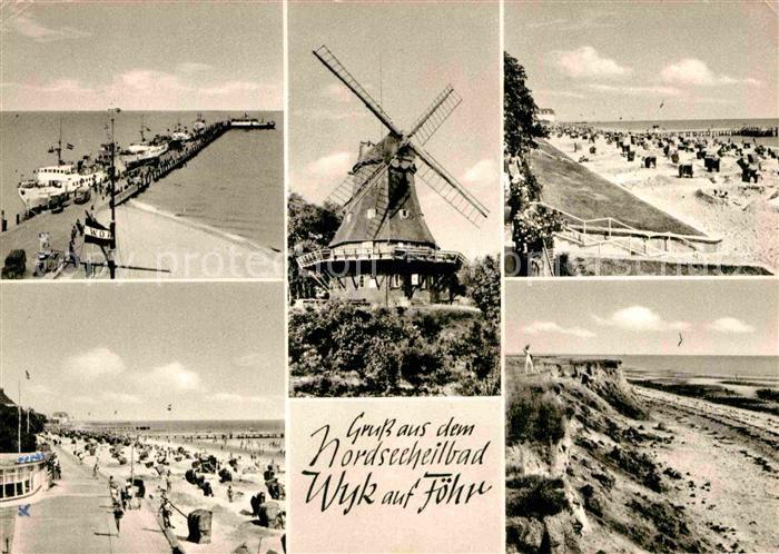 Wyk Foehr Seebruecke Windmuehle Strand Promenade