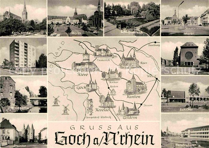 Goch Kirche Markt Schwanenteich Bahnhof Berufsschulen Hochhaus Steintor Niers