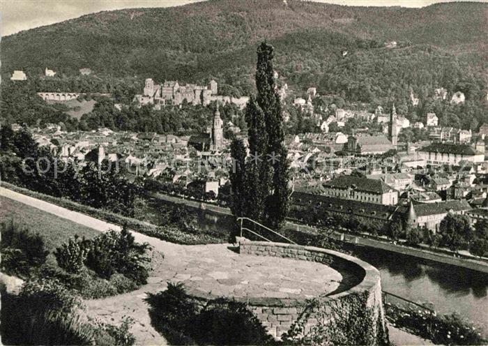 Heidelberg Neckar Stadtbild mit Schloss Blick vom Philosophengaertchen Rotary Cl
