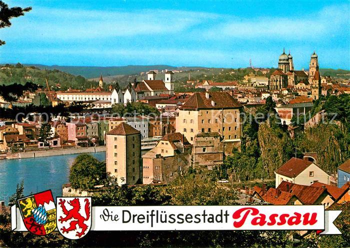 PAssAU Bayern Stadtbild mit Dom Dreifluessestadt