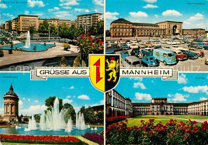 MANNHEIM BW Planken Springbrunnen Hauptbahnhof Schloss Wasserturm Wasserspiele