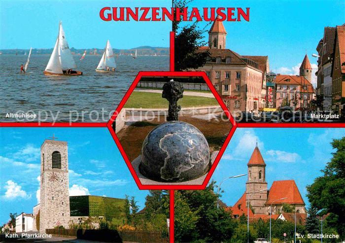 Gunzenhausen Altmuehlsee Segeln Pfarrkirche Marktplatz Stadtkirche Brunnen