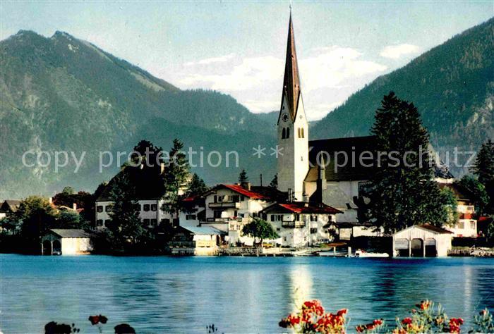 Egern Tegernsee Ortsansicht mit Kirche Alpenblick