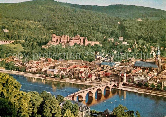 Heidelberg Neckar Panorama Blick vom Philosophenweg Neckarbruecke Schloss