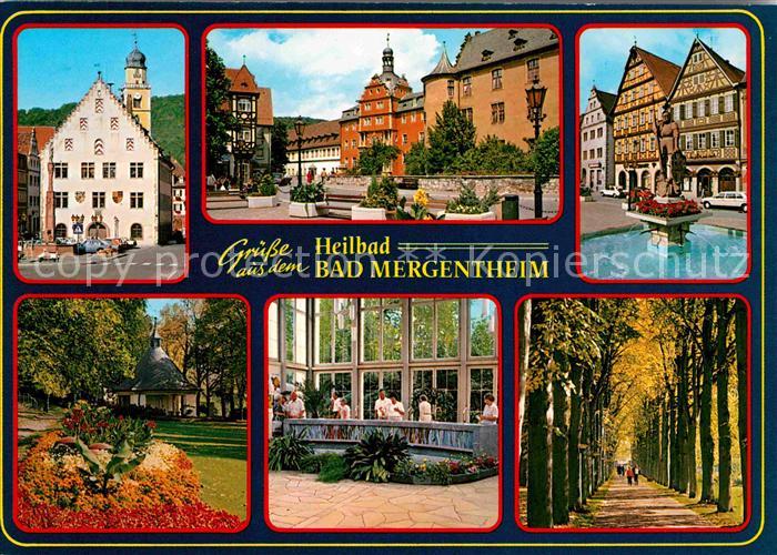 Bad Mergentheim Innenstadt Rathaus Platz Brunnen Fachwerkhaeuser Kurpark Baumall