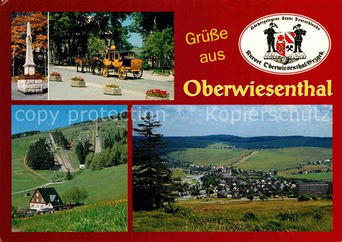 Oberwiesenthal Erzgebirge Denkmal Postkutsche Sprungschanzen Panorama