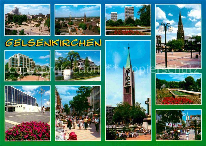 GELSENKIRCHEN NRW Teilansichten Kirche Fussgaengerzone Park Wasserspiele