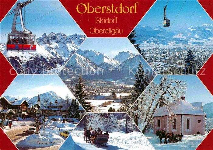 Oberstdorf Winterpanorama Allgaeuer Alpen Bergbahn Kabinenbahn Pferdeschlitten O
