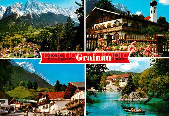 Grainau Zugspitzdorf Waxenstein Pfarrkirche Dorfplatz Hotel Badersee Zugspitze W