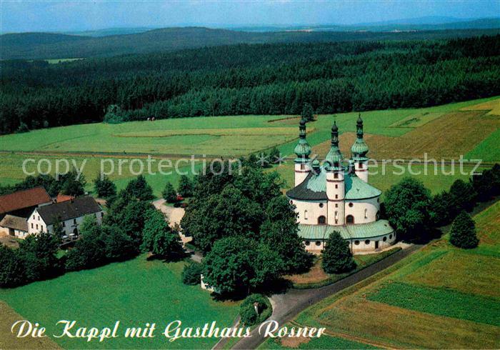 Kappl Waldsassen Dreifaltigkeitskirche mit Gasthaus Rosner Fliegeraufnahme