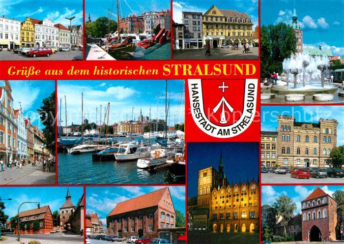 Stralsund Mecklenburg Vorpommern Markt Hafen Wasserspiele Kirche Tor