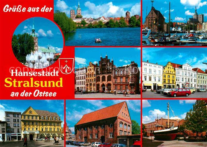 Stralsund Mecklenburg Vorpommern Teilansichten der Hansestadt Hafen Markt Kirche