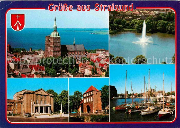 Stralsund Mecklenburg Vorpommern Nikolaikirche Knieperteich Fontaene Theater Kni