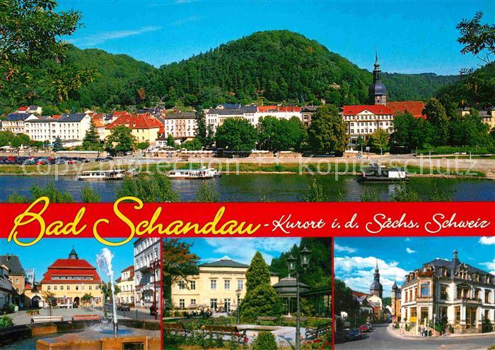 Bad Schandau Kneippkurort an der Elbe Kurhaeuser Dampfer Kirche