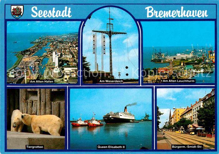 Bremerhaven Panorama Alter Hafen Weserdeich Leuchtturm Tiergrotten Eisbaer Queen